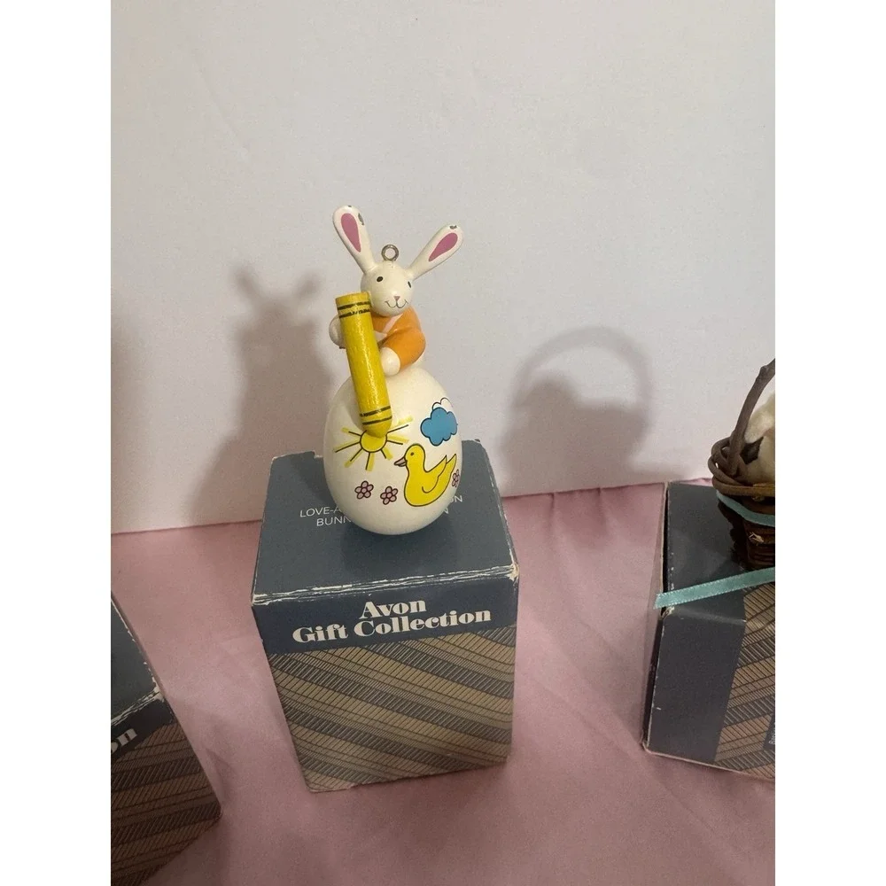 Vintage Avon Easter Ornaments Bunny Lamb‎ Basket Lot Of 6 With Boxes